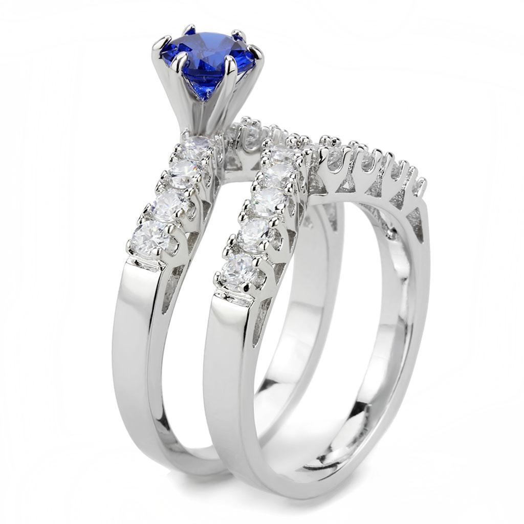 3W1596 - Rhodium Brass Ring with AAA Grade CZ in London Blue-4