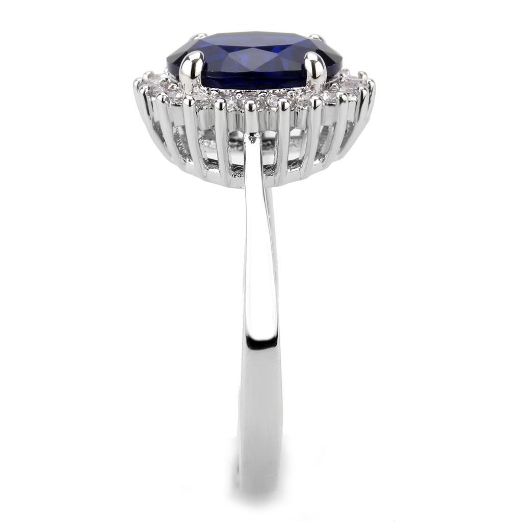 3W1602 - Rhodium Brass Ring with AAA Grade CZ in London Blue-4