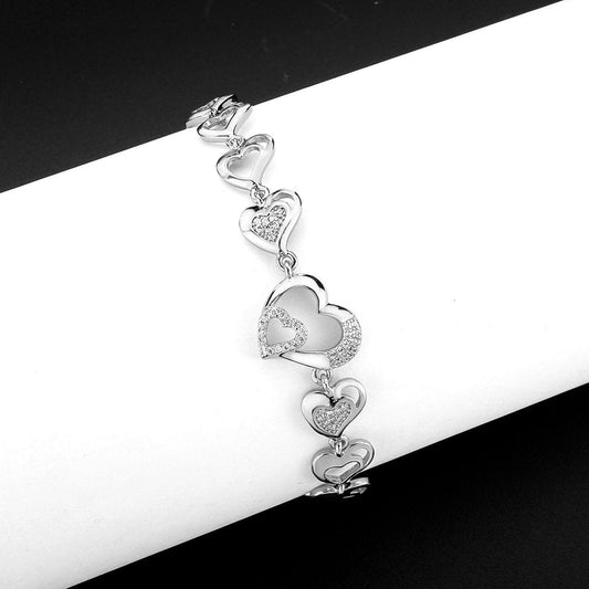 3W1634 - Rhodium Brass Bracelet with AAA Grade CZ in Clear-0
