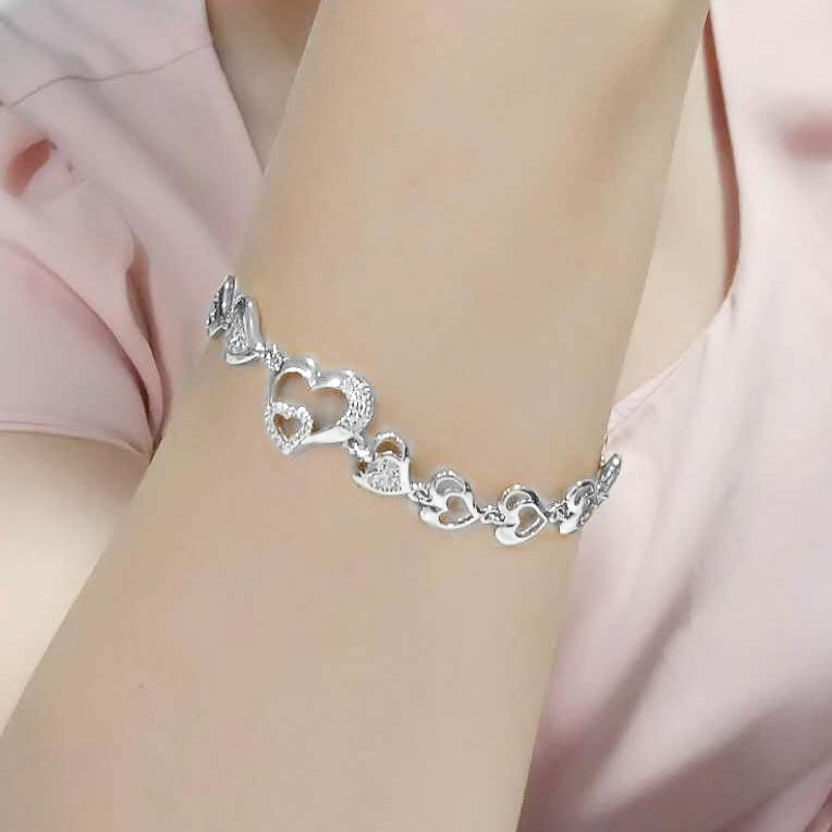 3W1634 - Rhodium Brass Bracelet with AAA Grade CZ in Clear-4