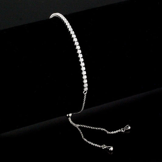 3W1640 - Rhodium Brass Bracelet with AAA Grade CZ in Clear-0