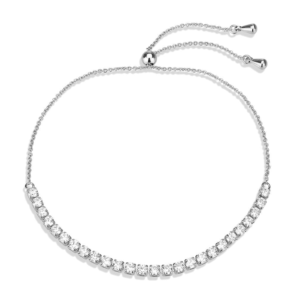 3W1646 - Rhodium Brass Bracelet with AAA Grade CZ in Clear-2