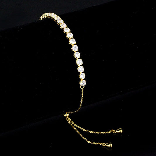 3W1650 - Gold Brass Bracelet with AAA Grade CZ in Clear-0