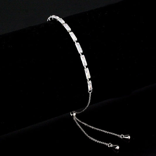 3W1652 - Rhodium Brass Bracelet with AAA Grade CZ in Clear-0