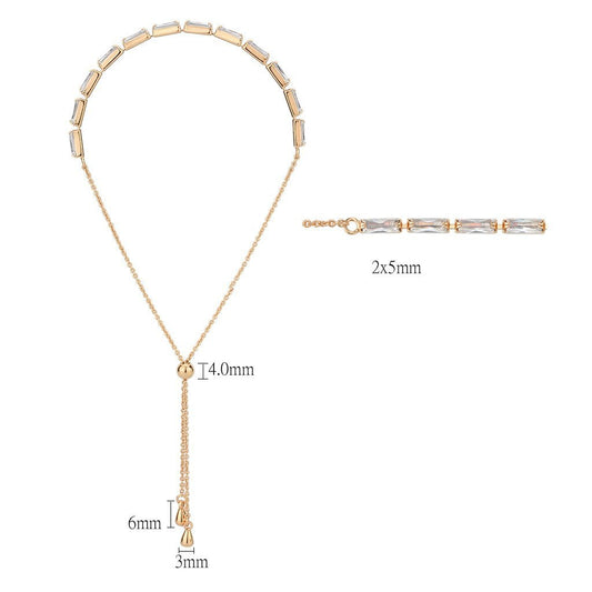 3W1654 - Rose Gold Brass Bracelet with AAA Grade CZ in Clear-1