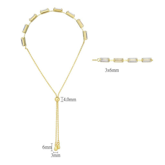 3W1659 - Gold Brass Bracelet with AAA Grade CZ in Clear-1