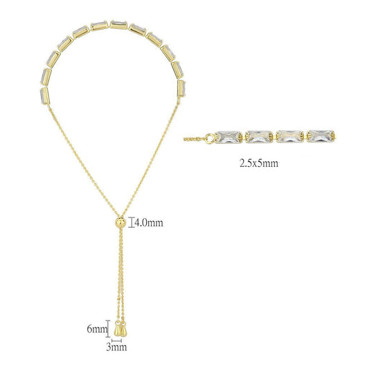 3W1662 - Gold Brass Bracelet with AAA Grade CZ in Clear-1