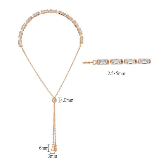 3W1663 - Rose Gold Brass Bracelet with AAA Grade CZ in Clear-1