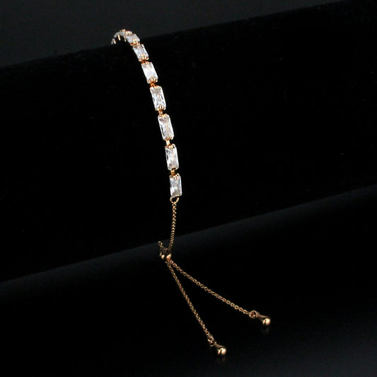 3W1663 - Rose Gold Brass Bracelet with AAA Grade CZ in Clear-0