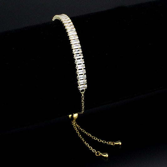 3W1674 - Gold Brass Bracelet with AAA Grade CZ in Clear-0