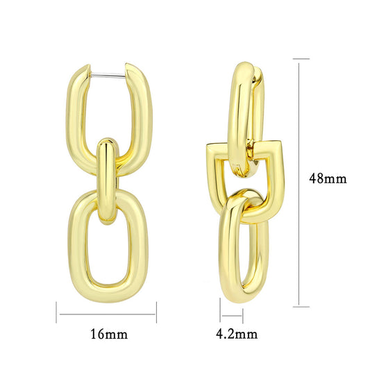 3W1736G - Flash Gold Brass Earring with NoStone in No Stone-1