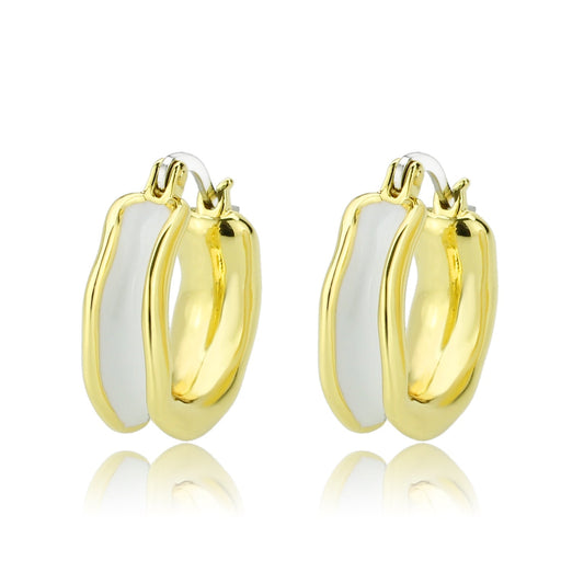 3W1737G - Flash Gold Brass Earring with Epoxy in No Stone-0