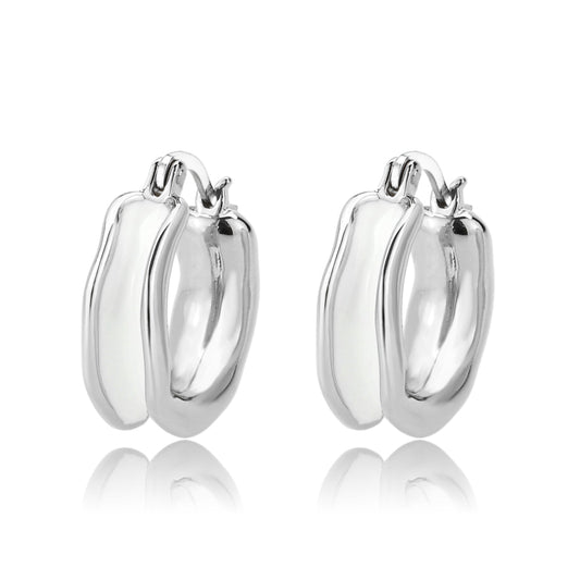 3W1737 - Imitation Rhodium Brass Earring with Epoxy in No Stone-0