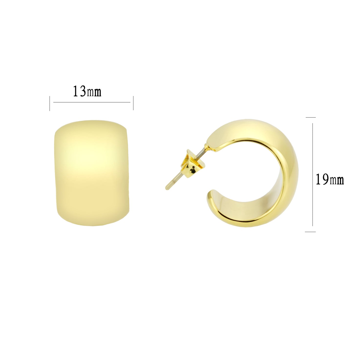 3W1740G - Flash Gold Brass Earring with NoStone in No Stone-2