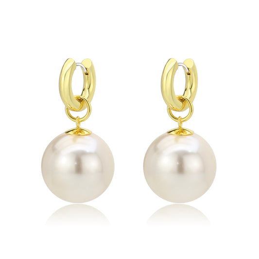 3W1741G - Flash Gold Brass Earring with Synthetic in White-0