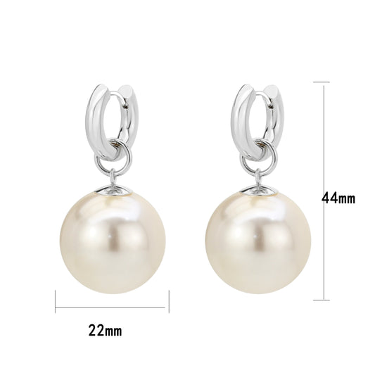 3W1741 - Imitation Rhodium Brass Earring with Synthetic in White-1