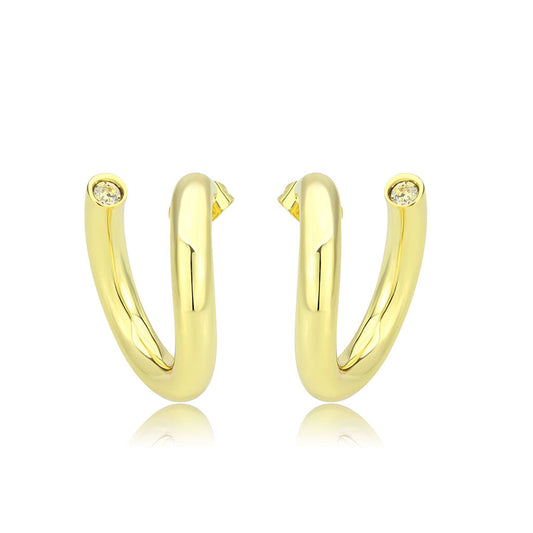 3W1742G - Flash Gold Brass Earring with NoStone in No Stone-0