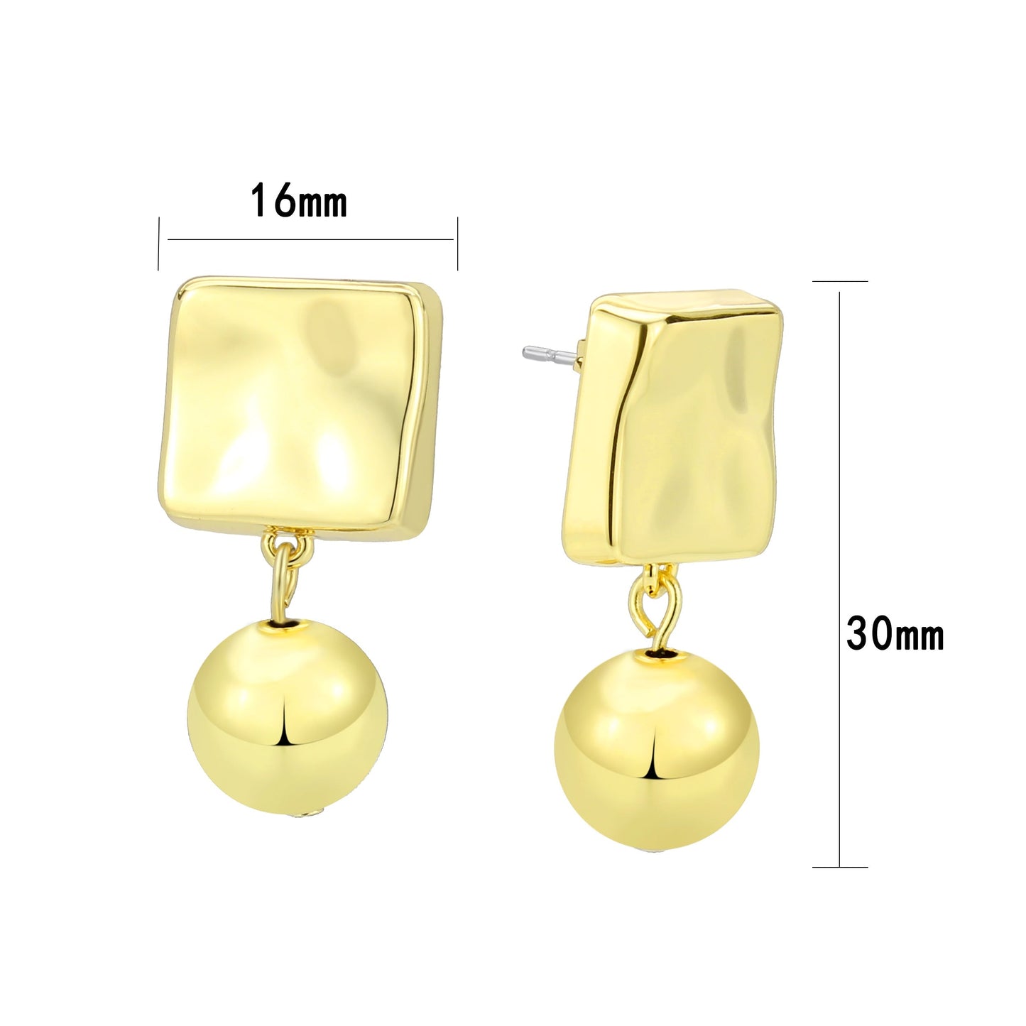 3W1750G - Flash Gold Brass Earring with NoStone in No Stone-2