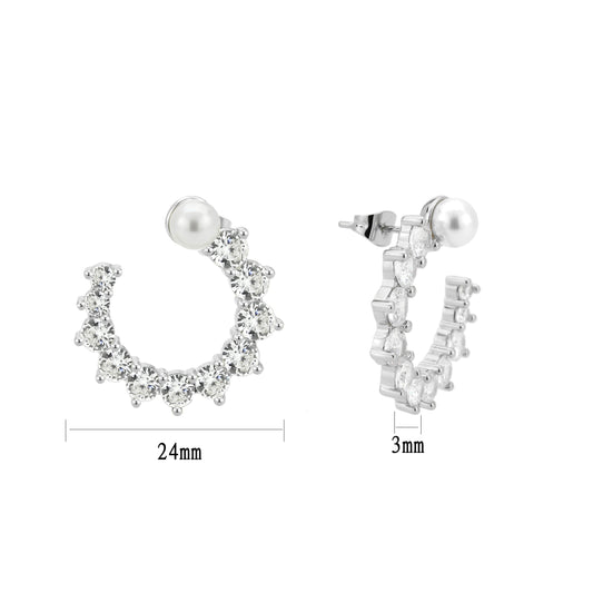 3W1758 - Imitation Rhodium Brass Earring with AAA Grade CZ in Clear-0