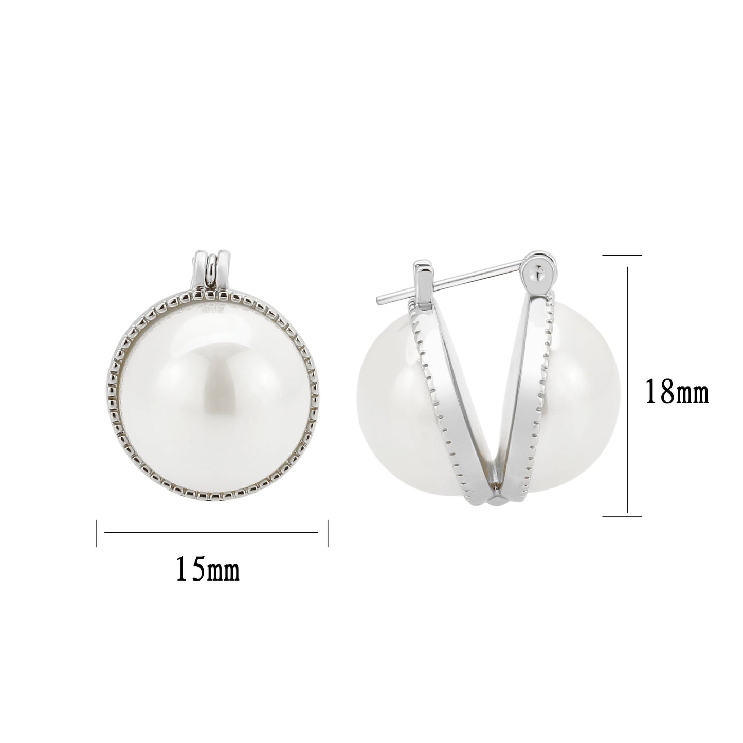 3W1764 - Imitation Rhodium Brass Earring with Synthetic in White-2