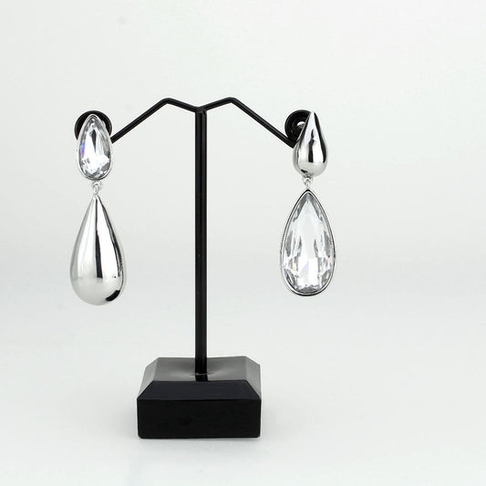 3W1767 - Imitation Rhodium Brass Earring with Top Grade Crystal in Clear-1