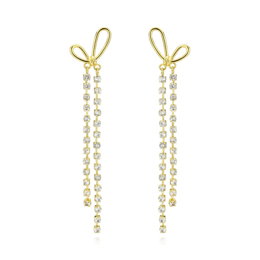 3W1768G - Flash Gold Brass Earring with Top Grade Crystal in Clear-0