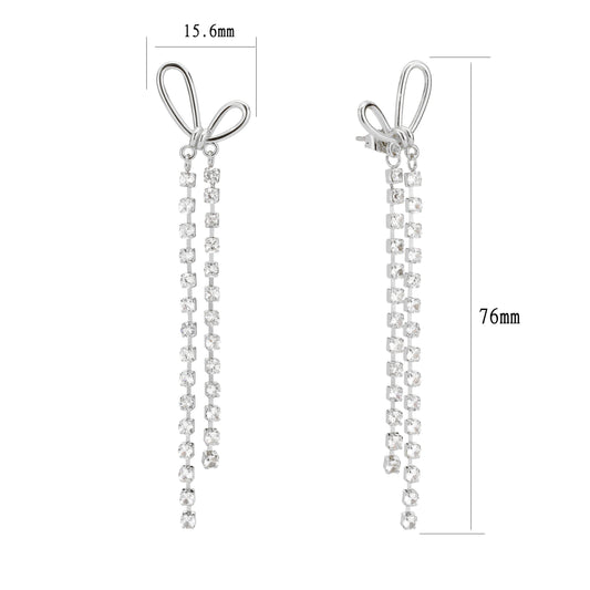 3W1768 - Imitation Rhodium Brass Earring with Top Grade Crystal in Clear-0