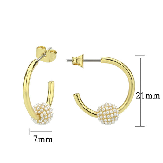 3W1774 - Flash Gold Brass Earring with Synthetic in White-1