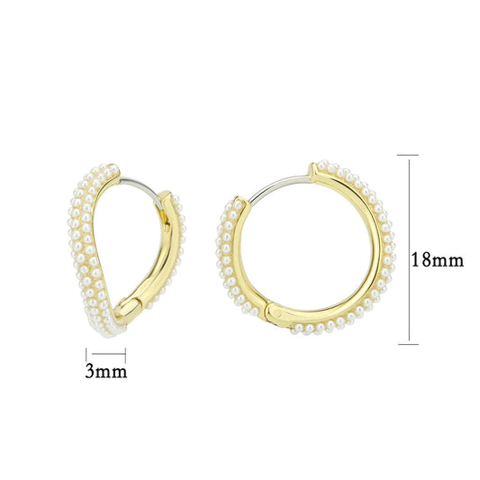 3W1779 - Flash Gold Brass Earring with Synthetic in White-1