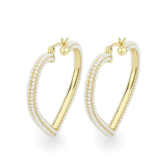 3W1782 - Flash Gold Brass Earring with Synthetic in White-0