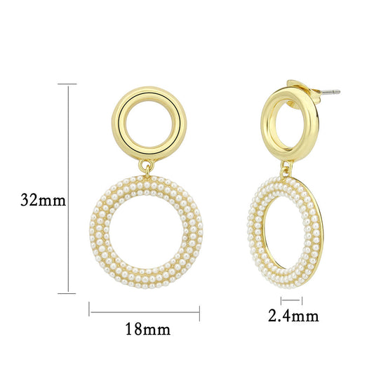 3W1784 - Flash Gold Brass Earring with Synthetic in White-1