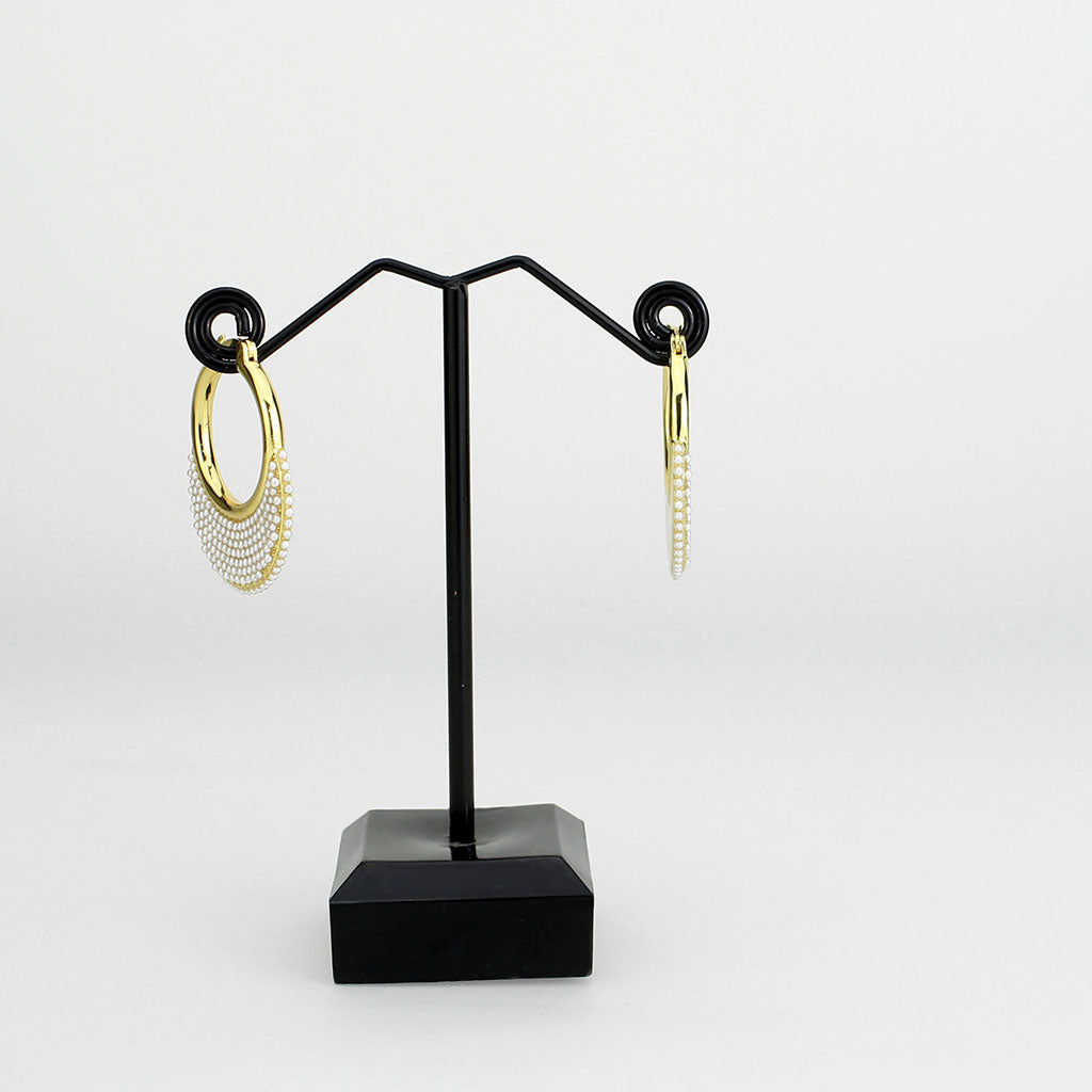 3W1785 - Flash Gold Brass Earring with Synthetic in White-2