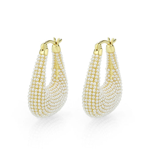 3W1795 - Flash Gold Brass Earring with Synthetic in White-0