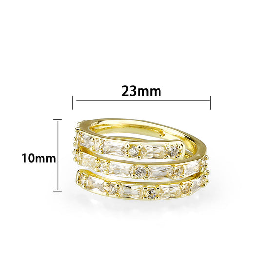 3W1799 - Flash Gold Brass Ring with AAA Grade CZ In Clear-1