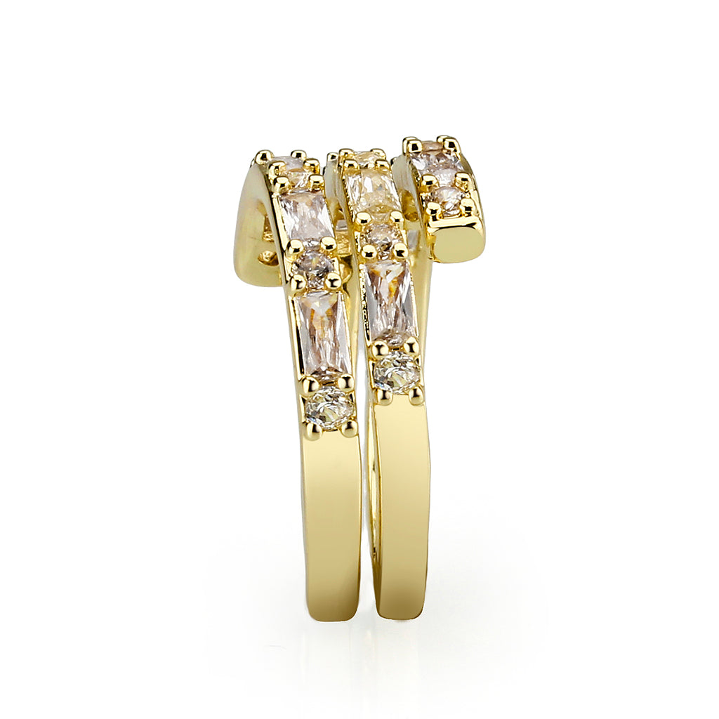 3W1799 - Flash Gold Brass Ring with AAA Grade CZ In Clear-3