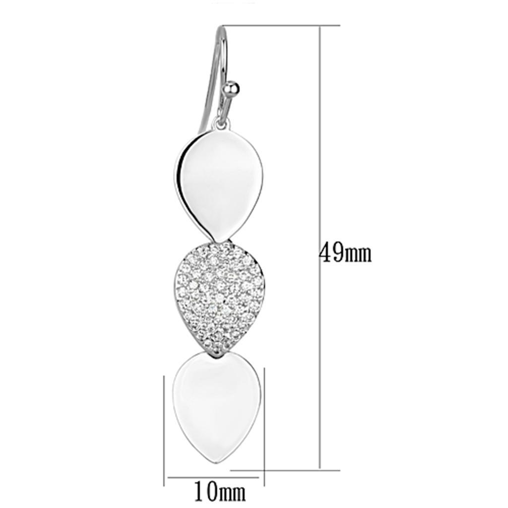 3W351 - Rhodium Brass Earrings with AAA Grade CZ in Clear-1