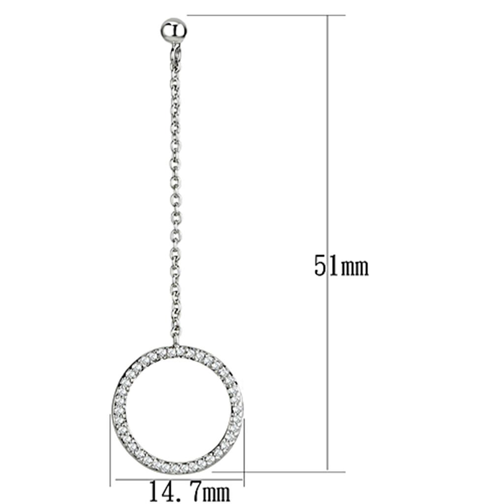 3W364 - Rhodium Brass Earrings with AAA Grade CZ in Clear-1