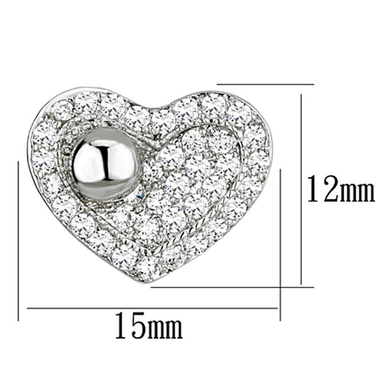 3W374 - Rhodium Brass Earrings with AAA Grade CZ in Clear-1