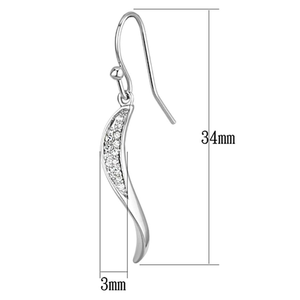 3W377 - Rhodium Brass Earrings with AAA Grade CZ in Clear-1