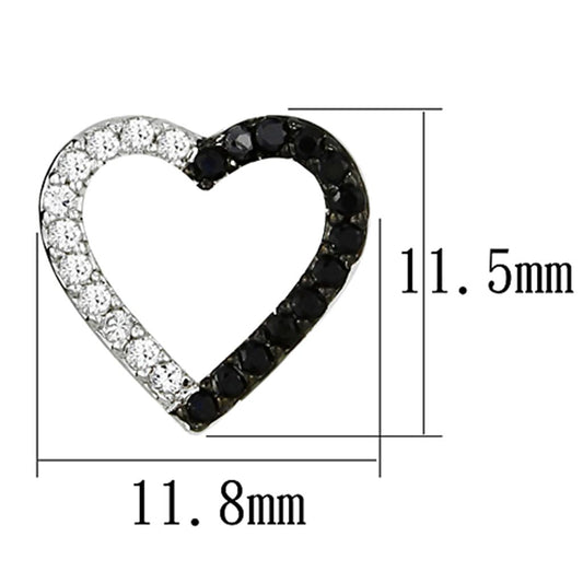 3W381 - Rhodium + Ruthenium Brass Earrings with AAA Grade CZ in Jet-1