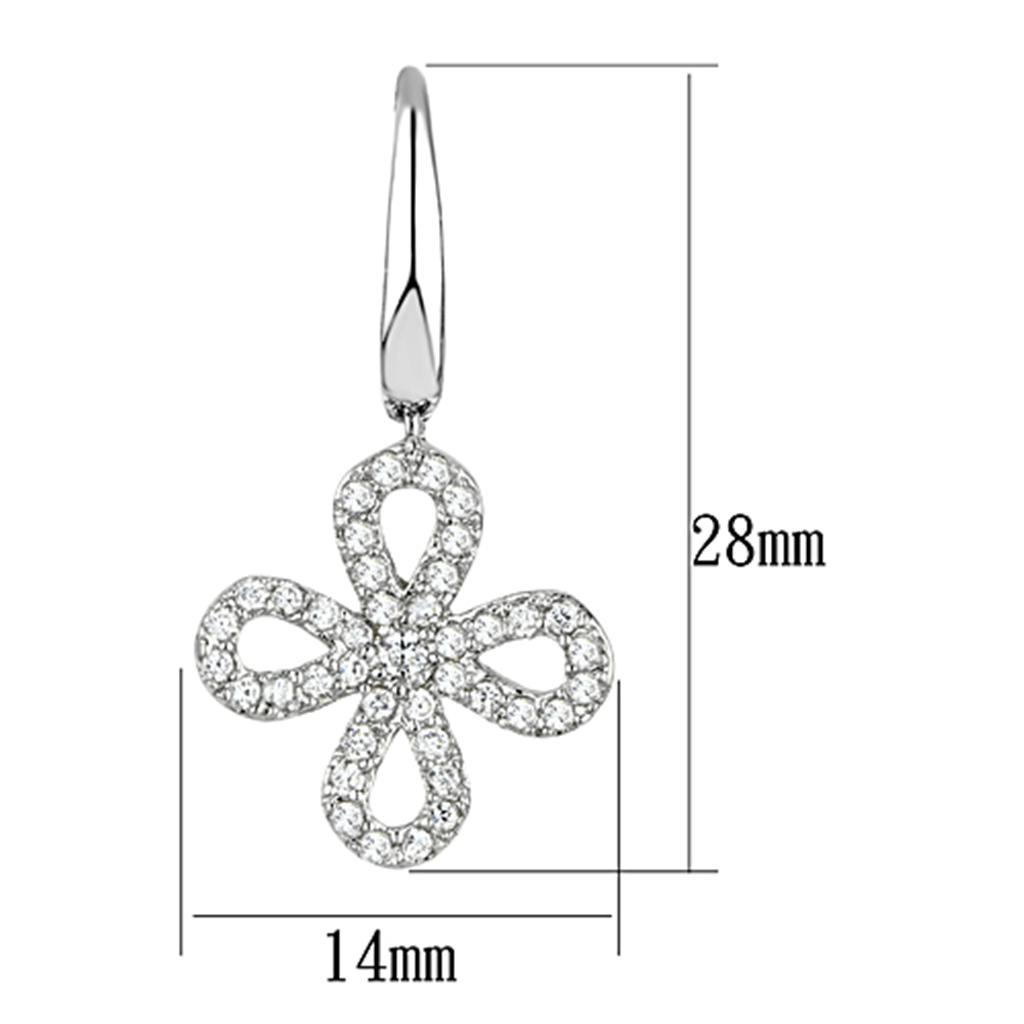 3W382 - Rhodium Brass Earrings with AAA Grade CZ in Clear-1