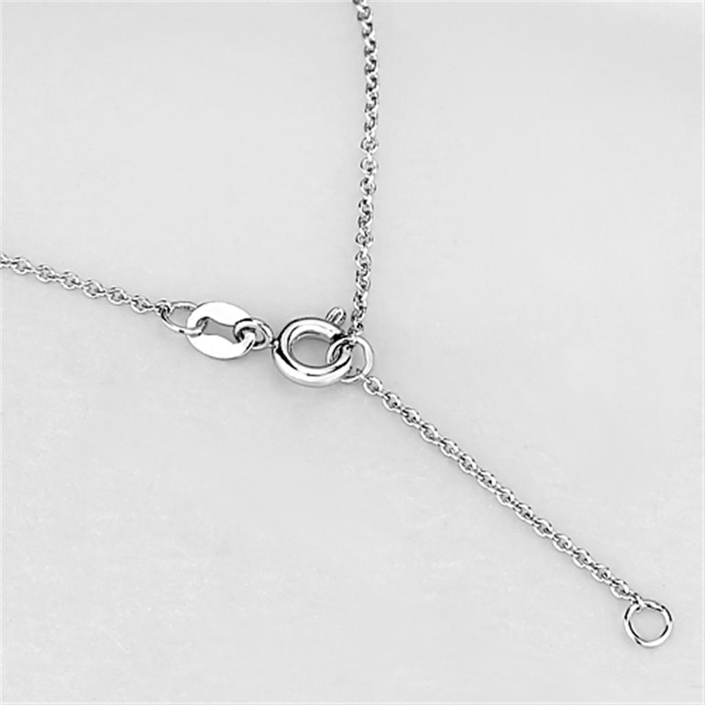 3W417 - Rhodium Brass Necklace with AAA Grade CZ in Clear-2