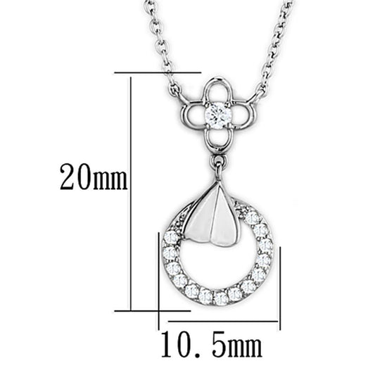 3W419 - Rhodium Brass Necklace with AAA Grade CZ in Clear-1