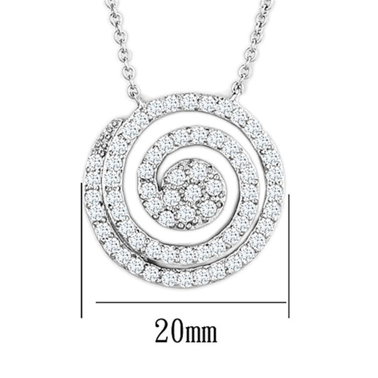 3W422 - Rhodium Brass Necklace with AAA Grade CZ in Clear-1