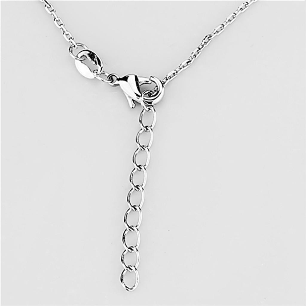 3W423 - Rhodium Brass Necklace with AAA Grade CZ in Clear-2