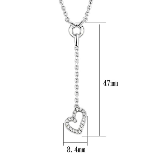 3W425 - Rhodium Brass Necklace with AAA Grade CZ in Clear-1