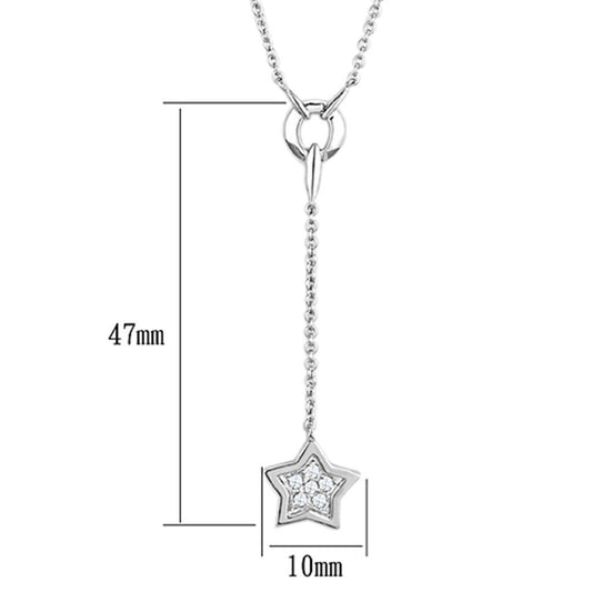 3W426 - Rhodium Brass Necklace with AAA Grade CZ in Clear-1
