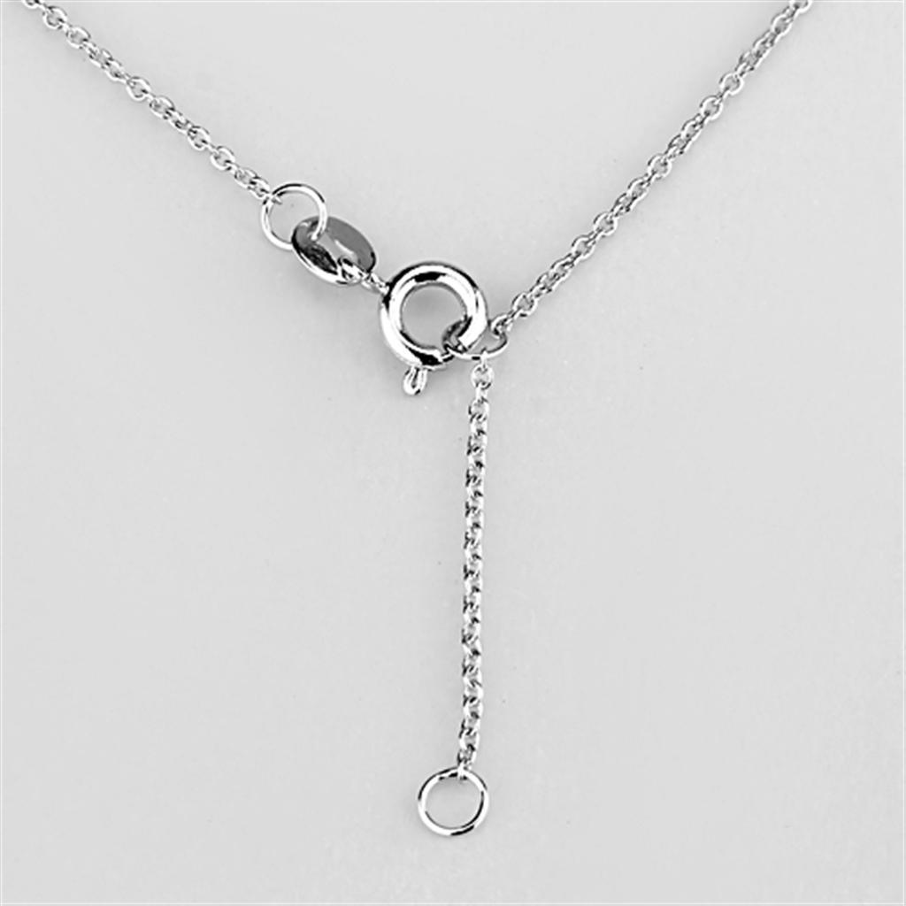 3W427 - Rhodium Brass Necklace with AAA Grade CZ in Clear-2