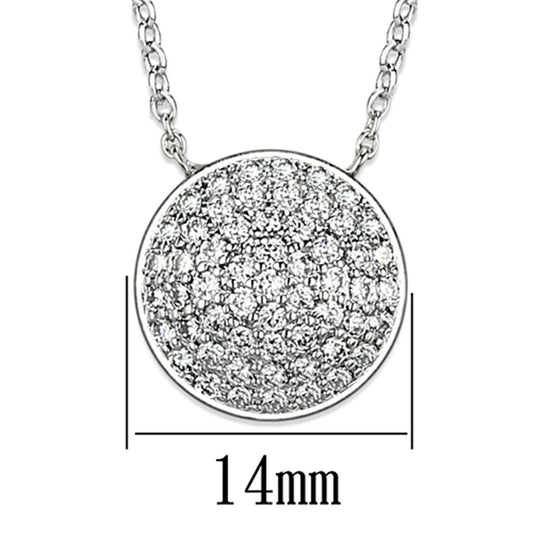 3W436 - Rhodium Brass Necklace with AAA Grade CZ in Clear-1
