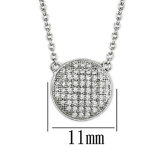 3W437 - Rhodium Brass Necklace with AAA Grade CZ in Clear-1